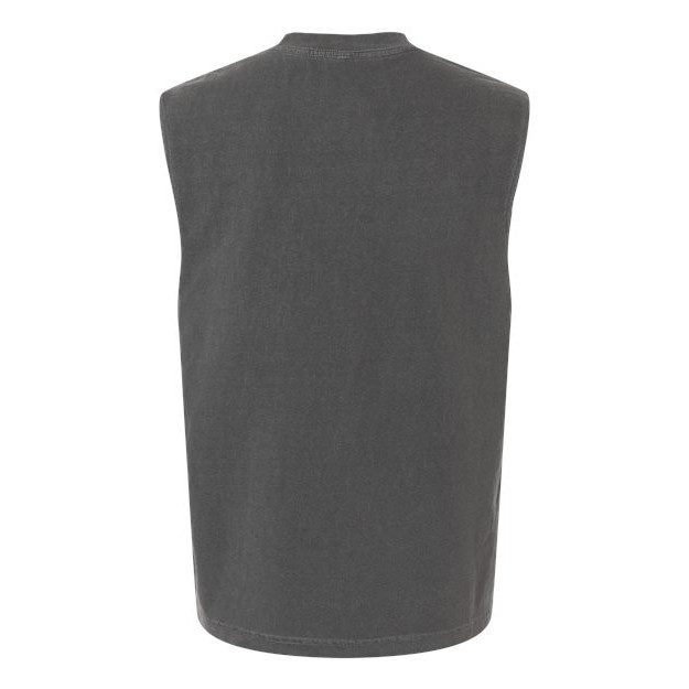 Unisex Heavyweight Cotton Garment-Dyed Mid-Length Muscle Tee - Thumbnail Image