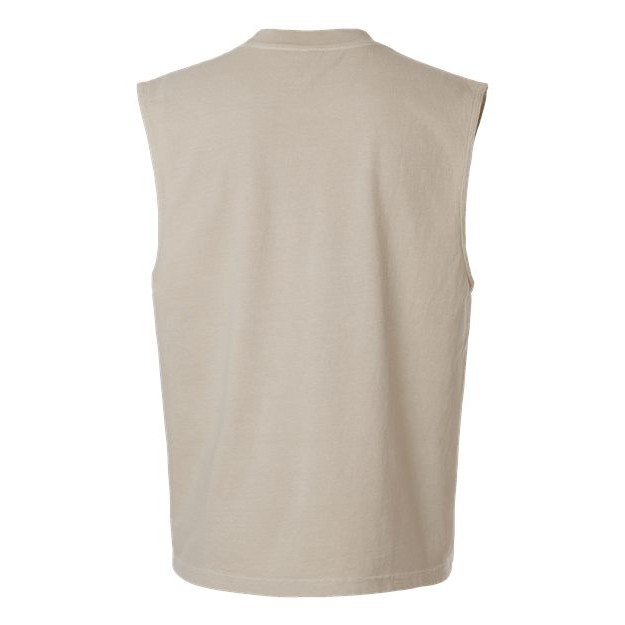 Unisex Heavyweight Cotton Garment-Dyed Mid-Length Muscle Tee - Thumbnail Image
