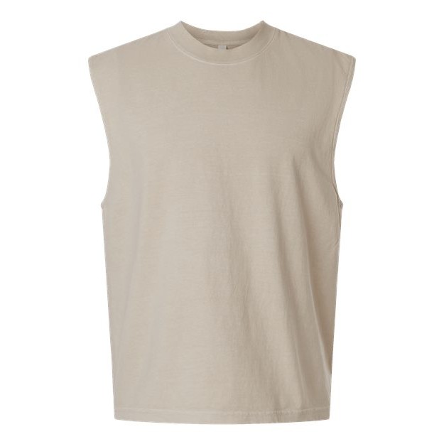 Unisex Heavyweight Cotton Garment-Dyed Mid-Length Muscle Tee - Thumbnail Image