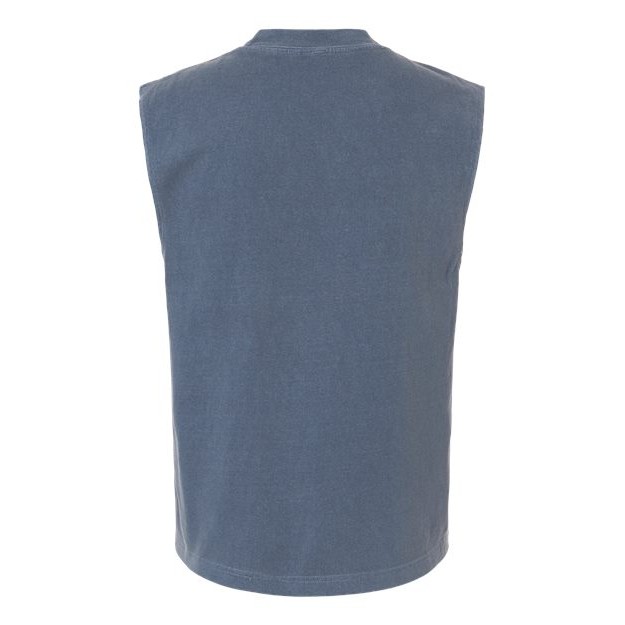 Unisex Heavyweight Cotton Garment-Dyed Mid-Length Muscle Tee - Thumbnail Image