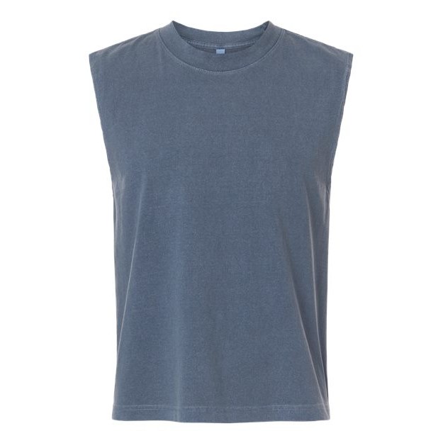 Unisex Heavyweight Cotton Garment-Dyed Mid-Length Muscle Tee - Thumbnail Image