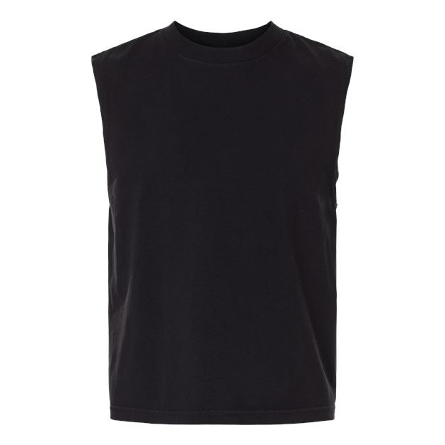 Unisex Heavyweight Cotton Garment-Dyed Mid-Length Muscle Tee - Thumbnail Image