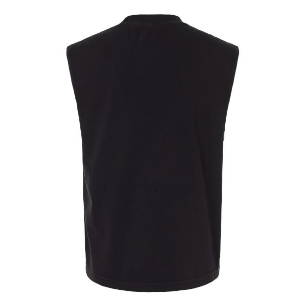 Unisex Heavyweight Cotton Garment-Dyed Mid-Length Muscle Tee - Thumbnail Image