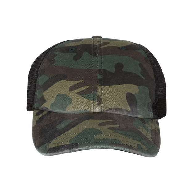 Garment Washed Printed Trucker Cap - Main Image