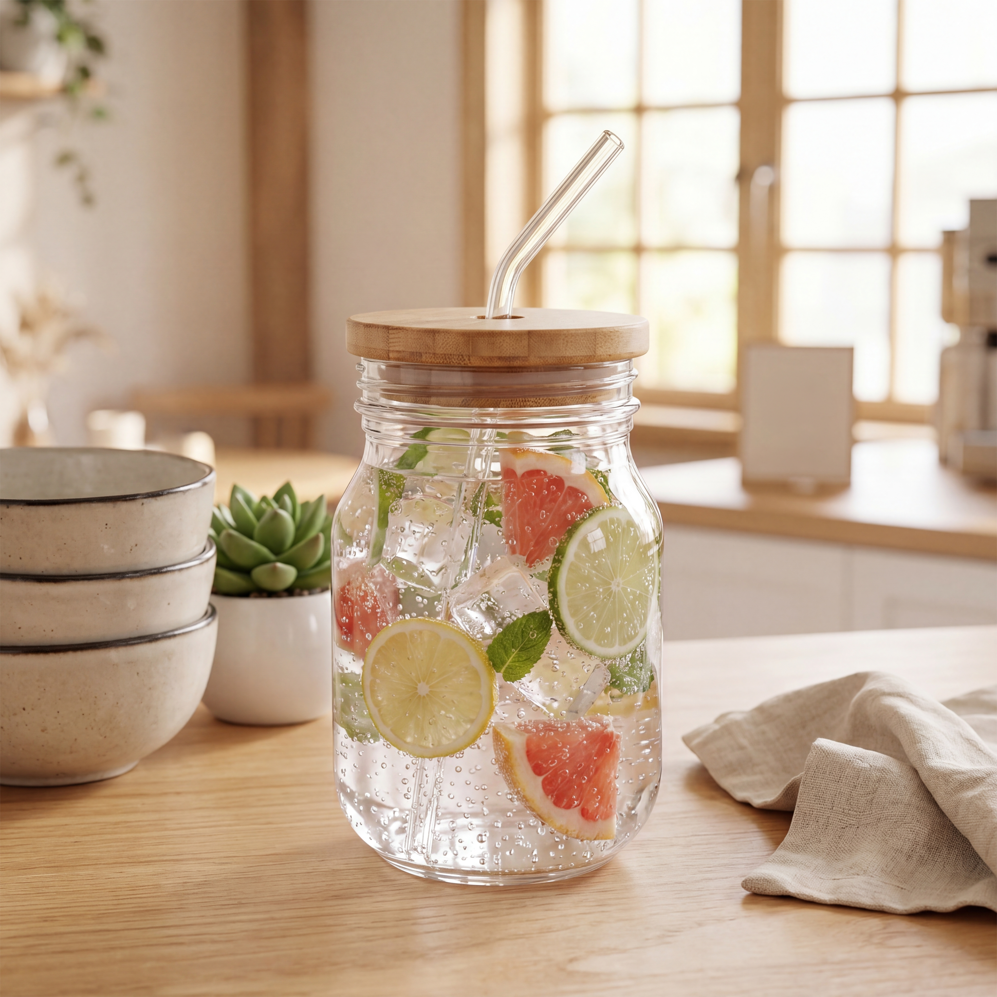 Sipper Glass with Straw, 16oz (Engraving) - Thumbnail Image