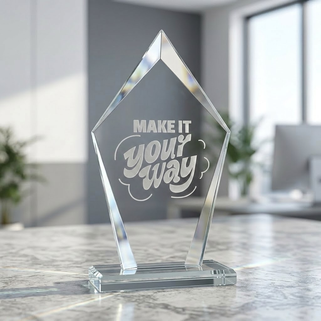 Diamond Shaped Glass Award (Engraving) - Thumbnail Image