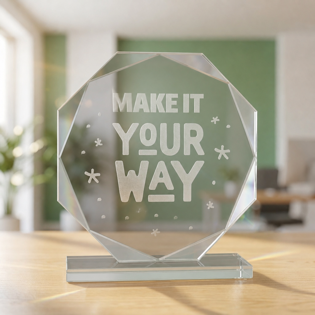 Octagon Shaped Glass Award (Engraving) - Thumbnail Image