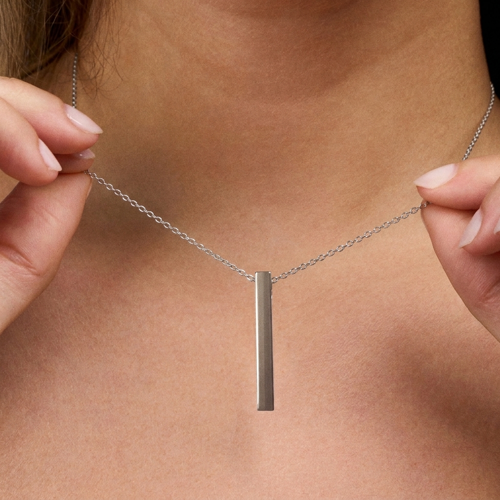 Custom Vertical Name Bar Pendant (Engraving) - Thumbnail Image