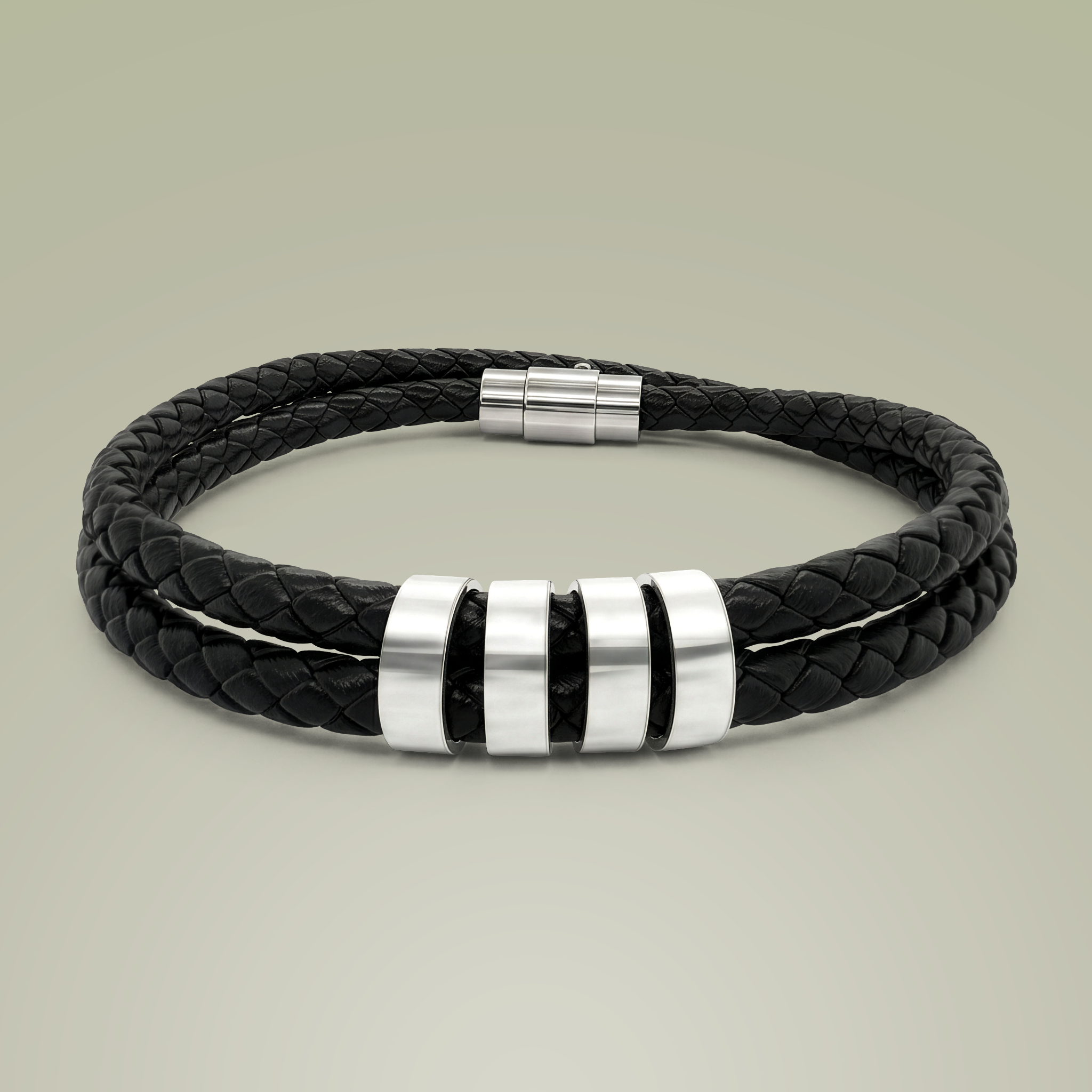 Leather Bracelet with Beads (Engraving) - Thumbnail Image