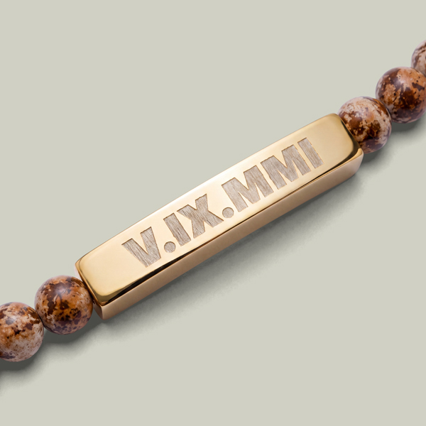 Natural Stone Stretch Bar Bracelet (Engraving) - Thumbnail Image