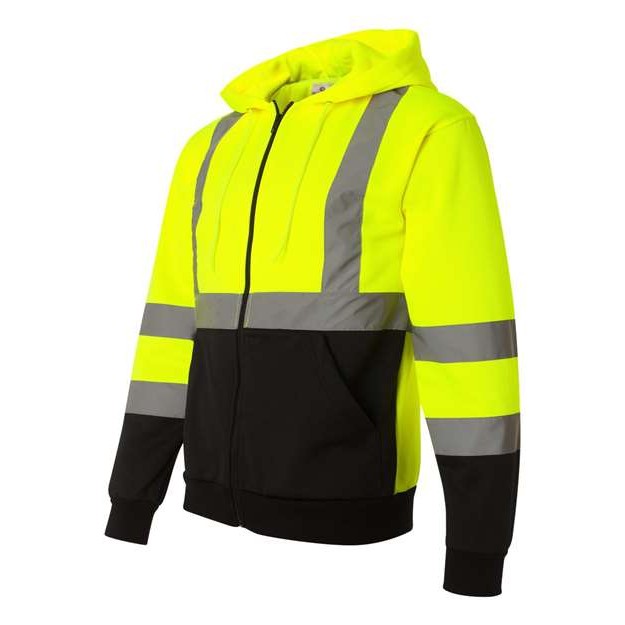 Unisex Hi-Vis Full-Zip Hooded Sweatshirt - Thumbnail Image