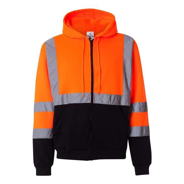 Unisex Hi-Vis Full-Zip Hooded Sweatshirt - Thumbnail Image