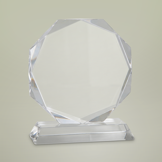 Octagon Shaped Clear Crystal Award (Engraving)